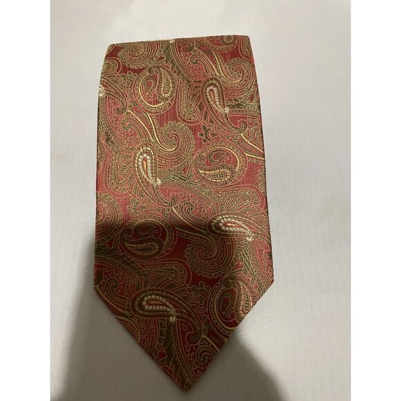 Alexander Julian Colours Men's Silk Tie Red Gold Paisley - Picture 1 of 10